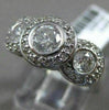ESTATE 1CT DIAMOND 14KT WHITE GOLD HALO 3 STONE CLASSIC PAST PRESENT FUTURE RING