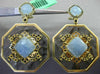 ESTATE LARGE 1.12CT BLACK DIAMOND & AVENTURINE 18K YELLOW GOLD FILIGREE EARRINGS