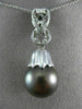 ESTATE .40CT DIAMOND & AAA TAHITIAN PEARL 18K WHITE GOLD FILIGREE PENDANT #21600
