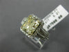 LARGE 3.82CT WHITE & FANCY YELLOW CUSHION DIAMOND 14K WHITE GOLD ENGAGEMENT RING