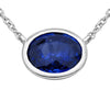 2.06CT AAA SAPPHIRE 14K WHITE GOLD 3D OVAL CLASSIC SOLITAIRE BEZEL LOVE NECKLACE
