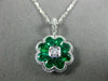 ESTATE 1.22CT DIAMOND & AAA EMERALD 18KT WHITE GOLD 3D FILIGREE FLOATING PENDANT