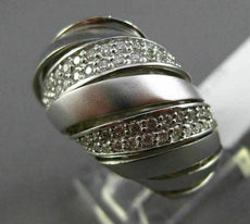 ESTATE LARGE 1CT DIAMOND 14KT WHITE GOLD 3D MATTE & SHINY MULTI ROW DOME RING