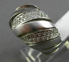ESTATE LARGE 1CT DIAMOND 14KT WHITE GOLD 3D MATTE & SHINY MULTI ROW DOME RING