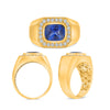 LARGE 3.18 CT DIAMOND AAA SAPPHIRE 14KT YELLOW GOLD CUSHION SOLITAIRE MEN'S RING