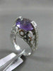 ESTATE 4.60CT DIAMOND & AAA AMETHYST 14KT WHITE GOLD 3D OPEN FILIGREE FUN RING