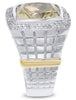 LARGE 8.28CT DIAMOND & AAA LEMON QUARTZ 14KT 2 TONE GOLD 3D CUSHION & ROUND RING