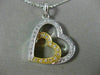 ESTATE .33CT DIAMOND 18K 2TONE GOLD CLASSIC DOUBLE HEART FLOATING PENDANT #14408