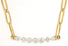 .48CT DIAMOND 14KT 2 TONE GOLD 7 STONE SHARED PRONG PAPERCLIP BAR LOVE NECKLACE