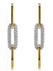 1.40CT DIAMOND 18K 2 TONE GOLD OPEN OVAL 3 LINK CRISS CROSS FUN HANGING EARRINGS
