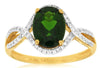 2.27CT DIAMOND & AAA GREEN GARNET 14KT YELLOW GOLD 3D OVAL & ROUND INFINITY RING