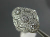 ANTIQUE WIDE .42CT DIAMOND 14KT WHITE GOLD 3D 3 STONE HALO FILIGREE RING #1330