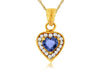 ESTATE .55CT DIAMOND & AAA TANZANITE 14KT YELLOW GOLD HEART SHAPE LOVE PENDANT