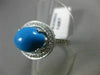 ESTATE 10.46CT DIAMOND & AAA TURQUOISE 14KT WHITE GOLD PAVE HALO OVAL RING 20563