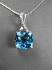 ESTATE LARGE 4.52CT DIAMOND & AAA BLUE TOPAZ 14K WHITE GOLD LUCIDA PENDANT CHAIN