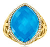LARGE 22.54CT DIAMOND & AAA BLUE TOPAZ 14K YELLOW GOLD MARQUISE & ROUND FUN RING