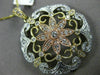 ESTATE LARGE 1.15CT DIAMOND 14KT TRI COLOR GOLD FILIGREE MILGRAIN FLOWER PENDANT