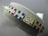 ESTATE WIDE 10.28CT DIAMOND & MULTI COLOR SAPPHIRE 14K WHITE GOLD LONG BRACELET