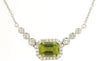 1.35CT DIAMOND & AAA PERIDOT 14K WHITE GOLD 3D EMERALD CUT & ROUND LOVE NECKLACE