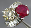 LARGE 3.65CT WHITE FANCY YELLOW DIAMOND & RUBY 18KT WHITE GOLD CRISS CROSS RING