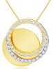 .43CT DIAMOND 14KT YELLOW GOLD 3D DOUBLE CIRCLE OF LIFE LOVE FLOATING PENDANT