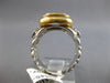 LARGE 3.2CT DIAMOND & AAA AQUAMARINE 14K 2 TONE GOLD CUSHION ROUND 3 STONE RING