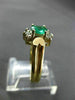 ESTATE .60CT DIAMOND & EMERALD 14K WHITE & YELLOW GOLD FLOWER COCKTAIL RING #804