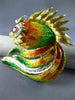 ANTIQUE EXTRA LARGE 1.16CT DIAMOND & RUBY 18KT TWO TONE GOLD FISH BROOCH #21891