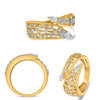 LARGE .59CT DIAMOND 14K YELLOW GOLD MULTI SHAPE MULTI ROW CRISS CROSS SNAKE RING