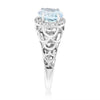 ESTATE WIDE 2.38CT DIAMOND & AAA AQUAMARINE 14KT WHITE GOLD OVAL HALO FUN RING