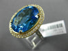 EXTRA LARGE 16.72CT DIAMOND & AAA OVAL BLUE TOPAZ 14KT 2 TONE GOLD 3D HALO RING