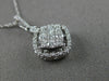 ESTATE .30CT DIAMOND 14KT WHITE GOLD 3D CLASSIC SQUARE CLUSTER FLOATING PENDANT