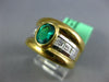 LARGE 1.45CT DIAMOND & AAA EMERALD 18KT 2 TONE GOLD ASSCHER OVAL ENGAGEMENT RING