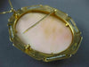 ANTIQUE LARGE PEARL & SAPPHIRE 14K YELLOW GOLD SHELL CAMEO PIN PENDANT #19939