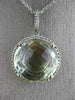 ESTATE EXTRA LARGE 1.13CT DIAMOND & GREEN AMETHYST 14KT WHITE GOLD HALO PENDANT
