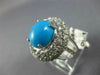 ESTATE LARGE 9.86CT DIAMOND & AAA TURQUOISE 14KT WHITE GOLD OVAL FUN RING #1997