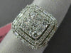 LARGE 1.39CT ROUND PRINCESS & BAGUETTE DIAMOND 18KT WHITE GOLD 3D SQUARE RING