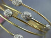 ESTATE WIDE 1.12CT DIAMOND 14KT TRI COLOR GOLD OVAL CLUSTER ROPE BANGLE BRACELET