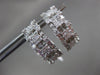 ESTATE WIDE 3.90CT ROUND & PRINCESS DIAMOND 18K WHITE GOLD OVAL HANGING EARRINGS