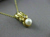 ESTATE .02CT DIAMOND & AAA PEARL 14KT YELLOW GOLD DROP PENDANT W/ CHAIN #22172