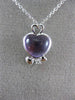 ESTATE 2.64CT DIAMOND & AMETHYST 18K WHITE GOLD HEART SHAPE LOVE HANGING PENDANT