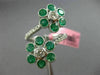 ESTATE EXTRA LARGE 2.29CT DIAMOND & AAA EMERALD 18KT WHITE GOLD FLOWER LOVE RING