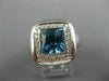 ESTATE LARGE 3.60CT DIAMOND & AAA BLUE TOPAZ 18K WHITE GOLD 3D HALO ITALIAN RING