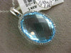 ESTATE EXTRA LARGE 15.68CT DIAMOND & BLUE TOPAZ 14K WHITE GOLD HALO OVAL PENDANT