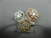 ESTATE LARGE 1.09CT DIAMOND 14KT TRI COLOR GOLD 3D MULTI FLOWER HEXAGON FUN RING