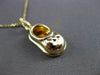 ESTATE 14KT YELLOW GOLD SHINY BABY DRESS SHOE CHARM PENDANT & CHAIN #23512