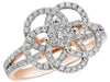 ESTATE .77CT DIAMOND 14KT ROSE GOLD 3D FLOWER FUN RING