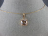 ESTATE .96CT DIAMOND & AAA MORGANITE 14KT ROSE GOLD SQUARE HALO FLOATING PENDANT