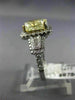 LARGE 3.82CT WHITE & FANCY YELLOW CUSHION DIAMOND 14K WHITE GOLD ENGAGEMENT RING
