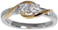 ESTATE .40CT DIAMOND 14KT 2 TONE GOLD 2 STONE INFINITY WEDDING ANNIVERSARY RING